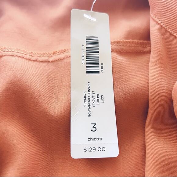 Chico's Soft Ruffle Jacket in Orange Marmalade Sz.3(XL) NWT - Picture 8 of 9